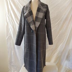Banana Republic Double Faced Wool Blend Plaid Coat Size M